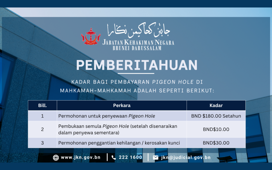 PERMOHONAN BAGI PENYEWAAN PIGEON HOLE DI MAHKAMAH-MAHKAMAH